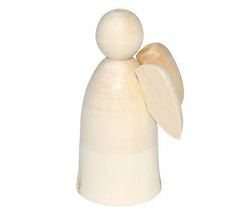 白木のマトリョーシカ 天使とタマゴ　2個組　8.3cm おもしろい形の白木材料