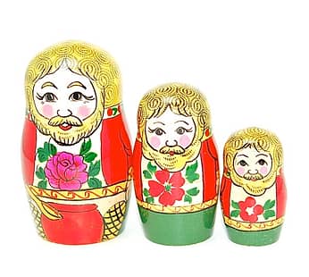 ロシアの妖精　ダマボイ　3個組マトリョーシカ 10cm 家の守り神
