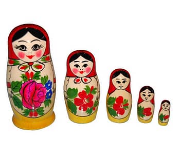 ロシア伝統柄マトリョーシカ ロシヤーノチカ5個組 11cm（color : レッド）